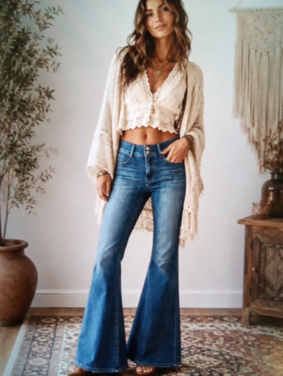Pilcro Denim - Pilcro  Anthropologie High Rise Flare Jeans Blue Denium Medium Wash Womens 28
